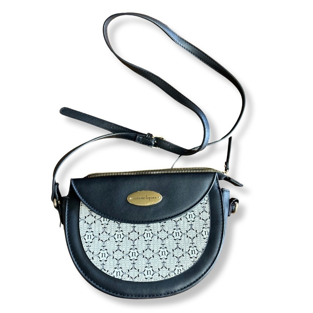 👛 Nanette Lepore Monogram Crossbody Purse | Black & Cream